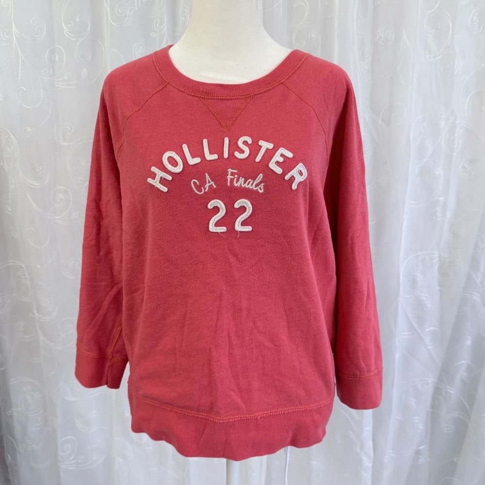 Hollister Crewneck Pullover CA Finals 22 Graphic Sweatshirt Pink Raglan Large